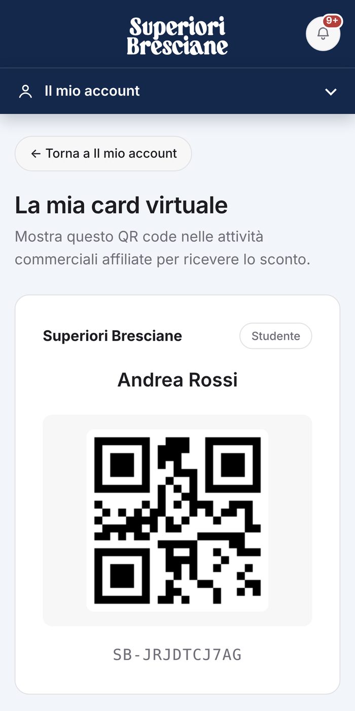 La card virtuale con QR code